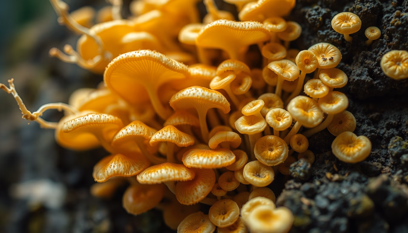 fungi mycelium network in editorial style