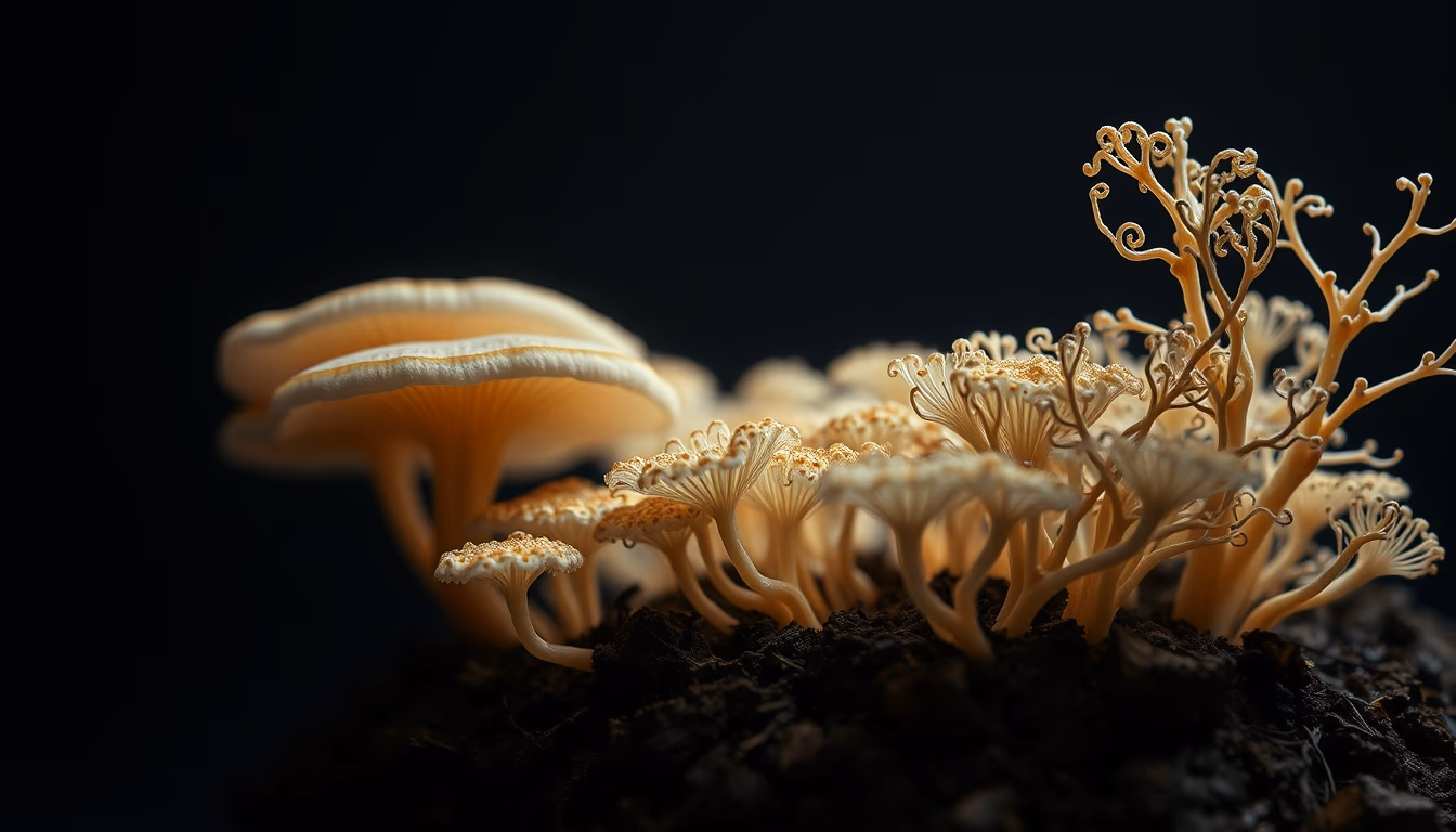 fungi mycelium network in editorial style