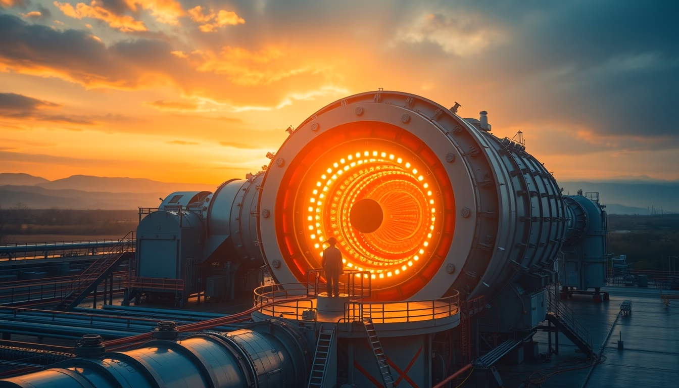 fusion reactor tokamak in editorial style