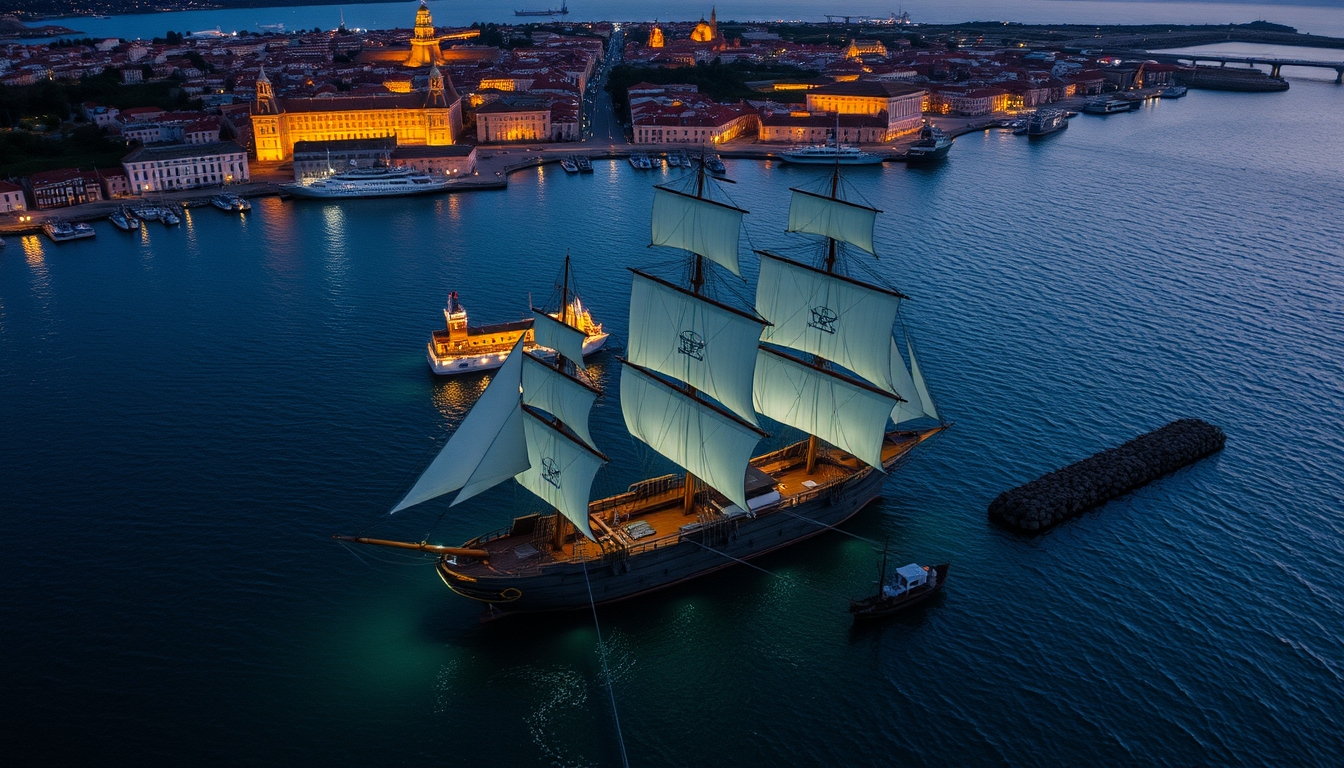 galleon spanish ancient in editorial style