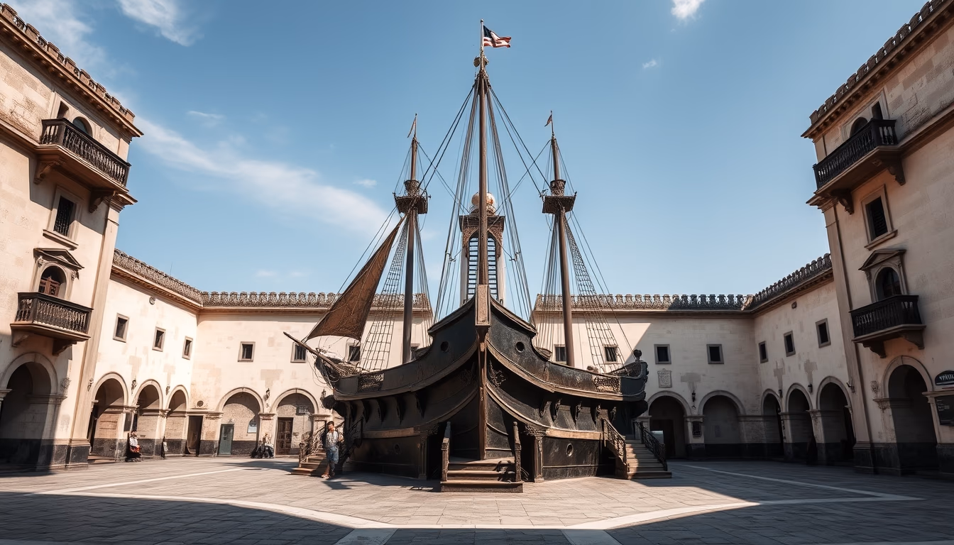 galleon spanish ancient in editorial style