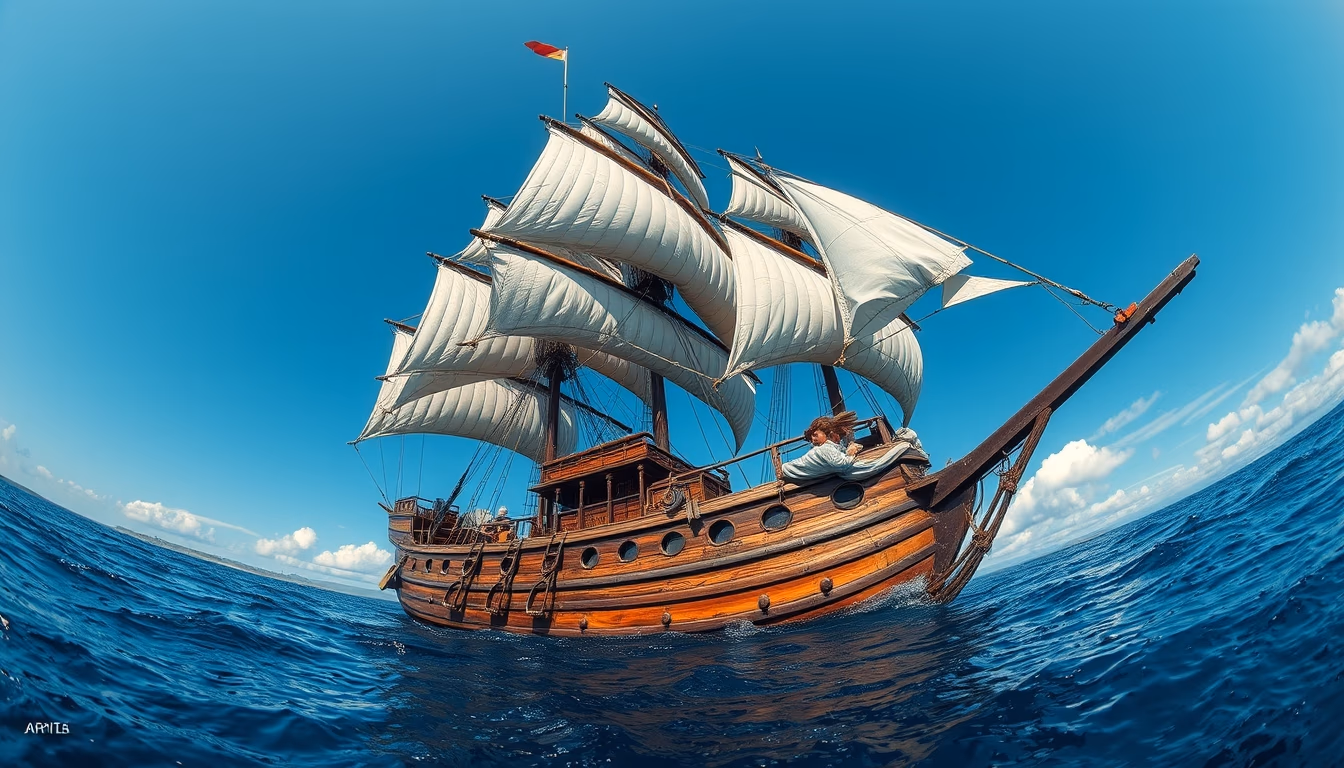 galleon spanish ancient in editorial style