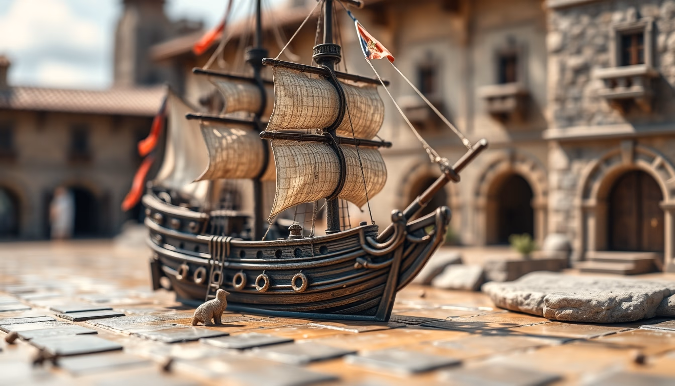 galleon spanish ancient in editorial style