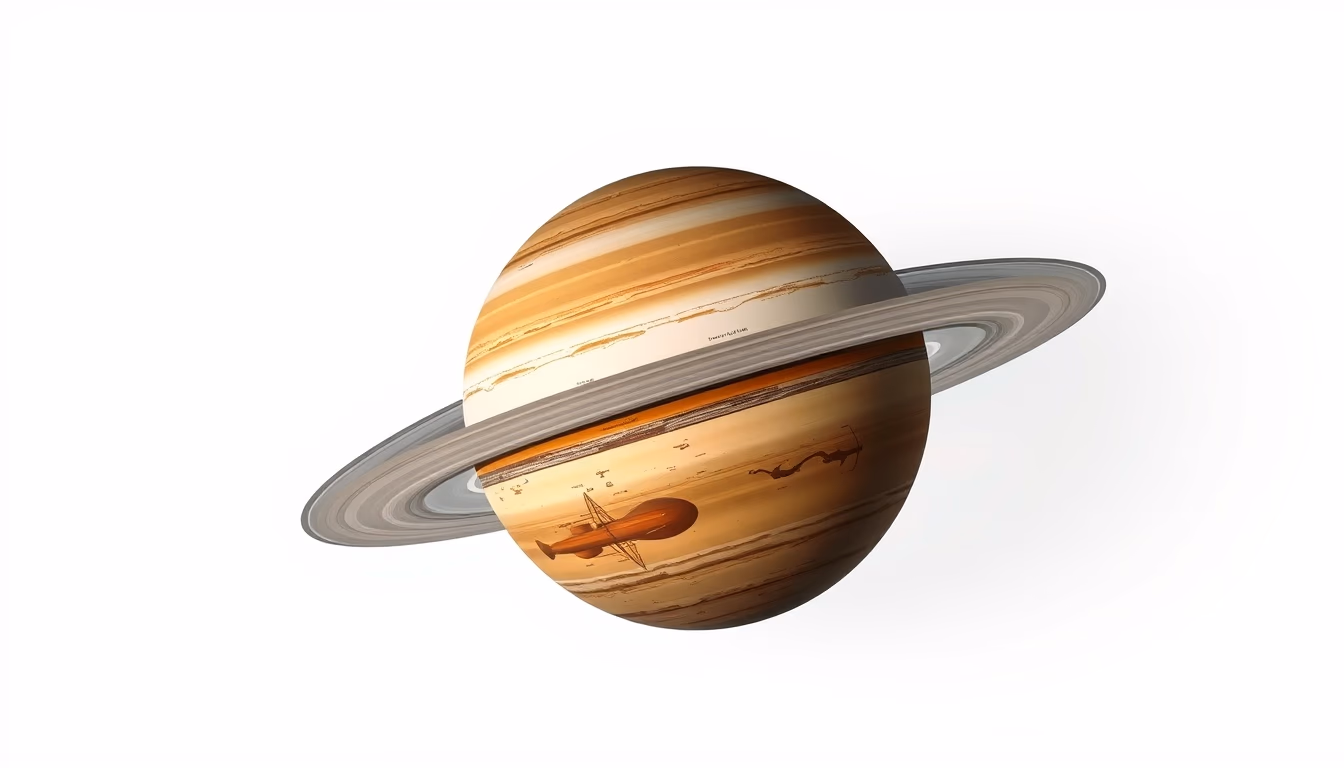 gas giant ringed exoplanet in editorial style