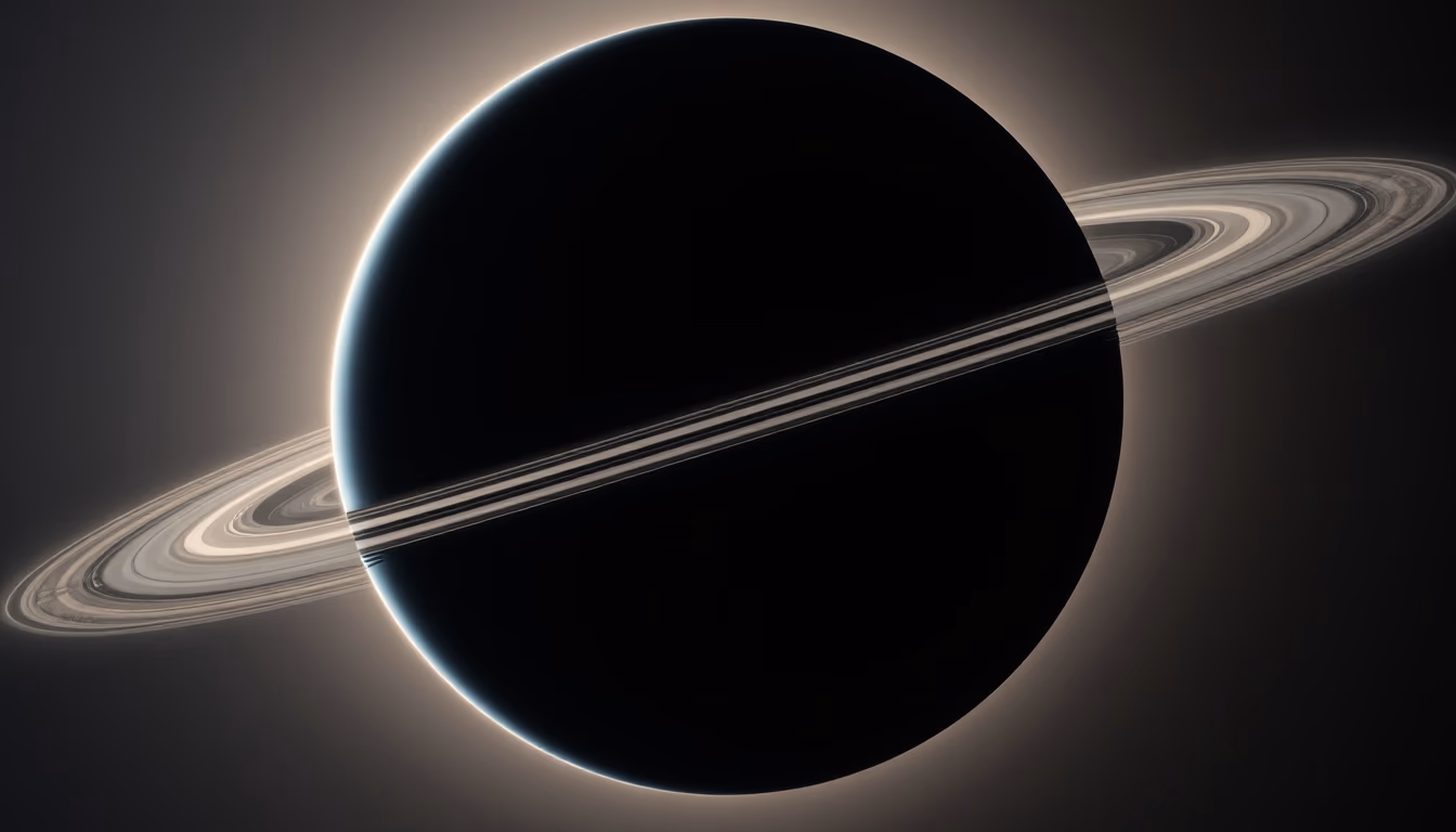 gas giant ringed exoplanet in editorial style