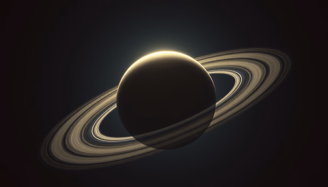 gas giant ringed exoplanet in editorial style