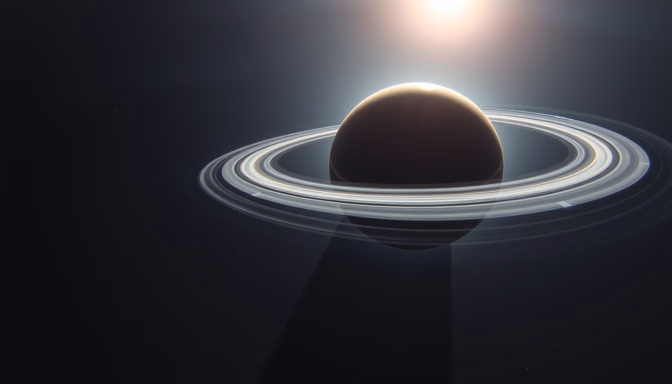 gas giant ringed exoplanet in editorial style