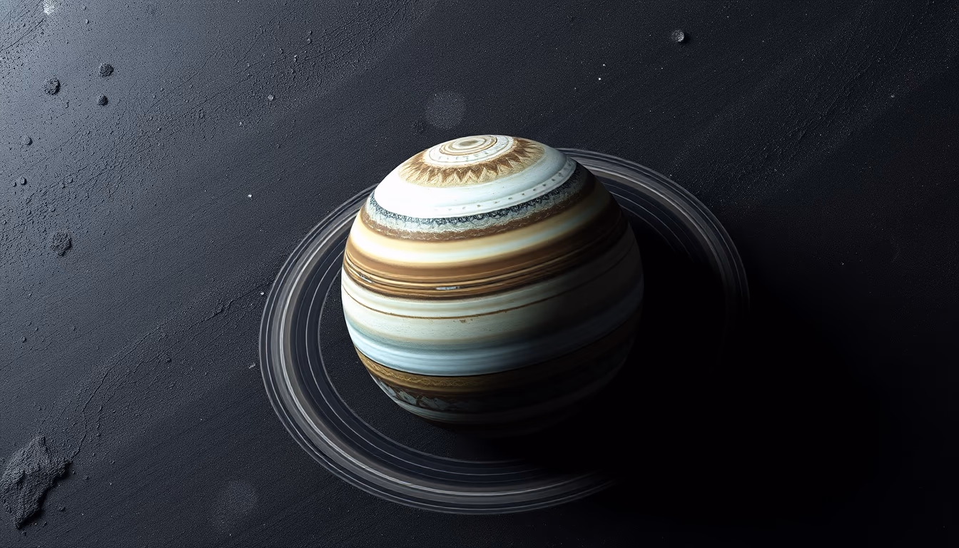 gas giant ringed exoplanet in editorial style