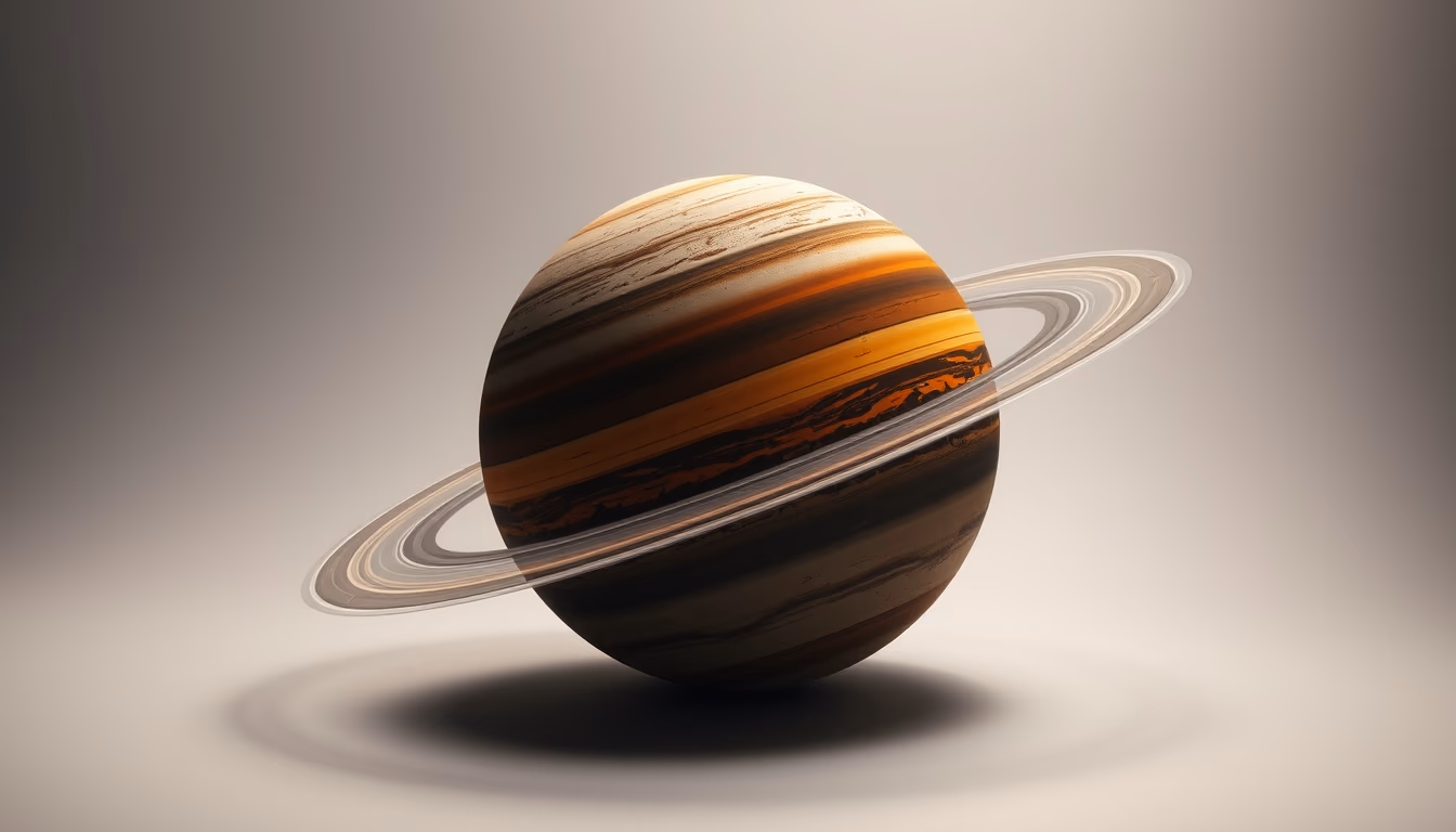 gas giant ringed exoplanet in editorial style