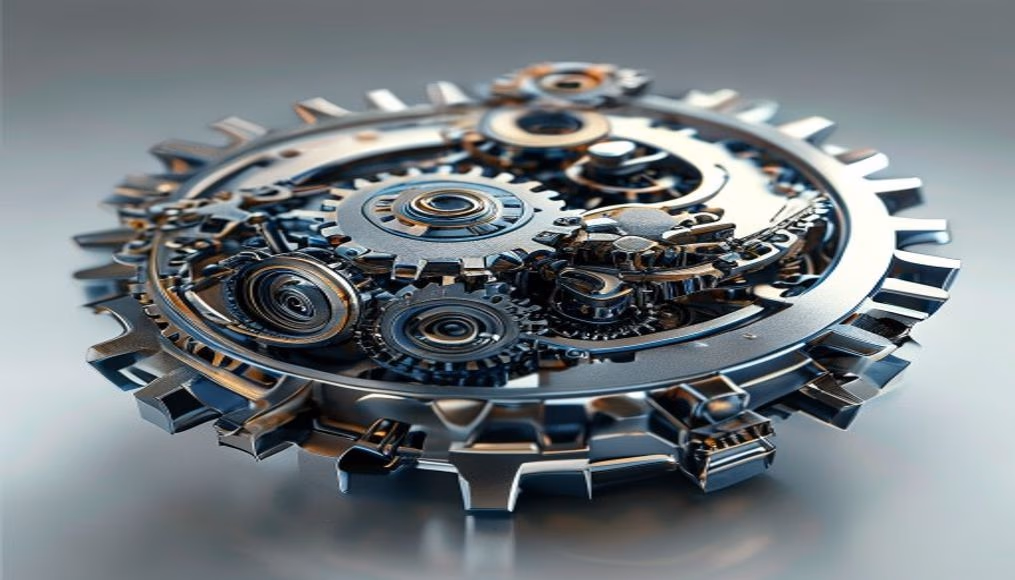 Gear mechanism mechanical em estilo editorial