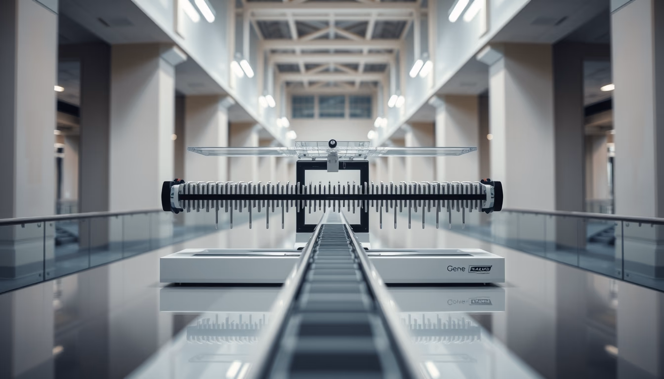 gene sequencer machine in editorial style