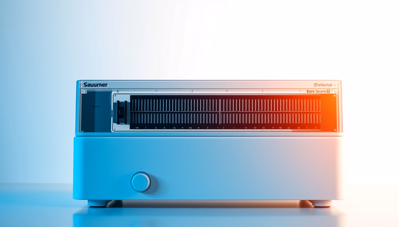 gene sequencer machine in editorial style