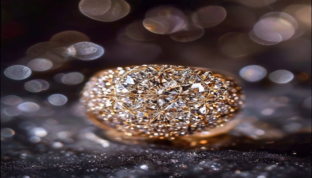 georgian foiled diamond ring in luxury editorial photography
