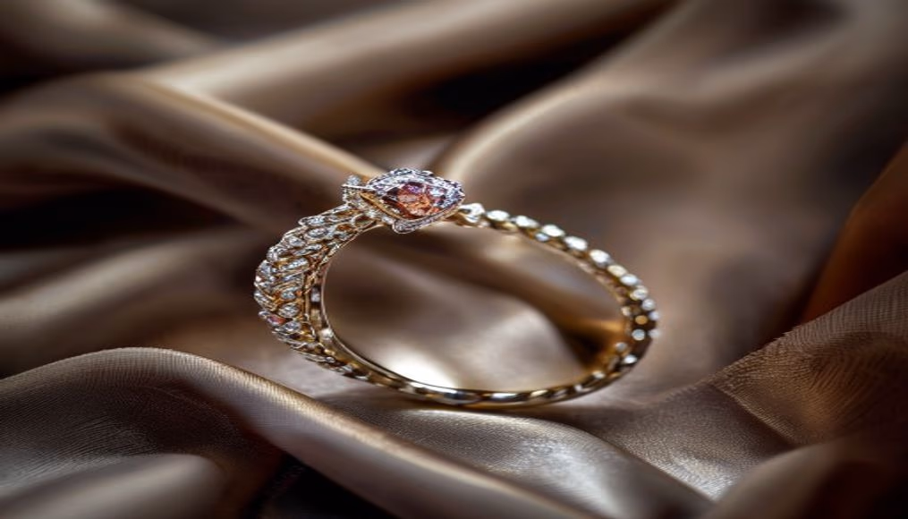 georgian foiled diamond ring in luxury editorial photography