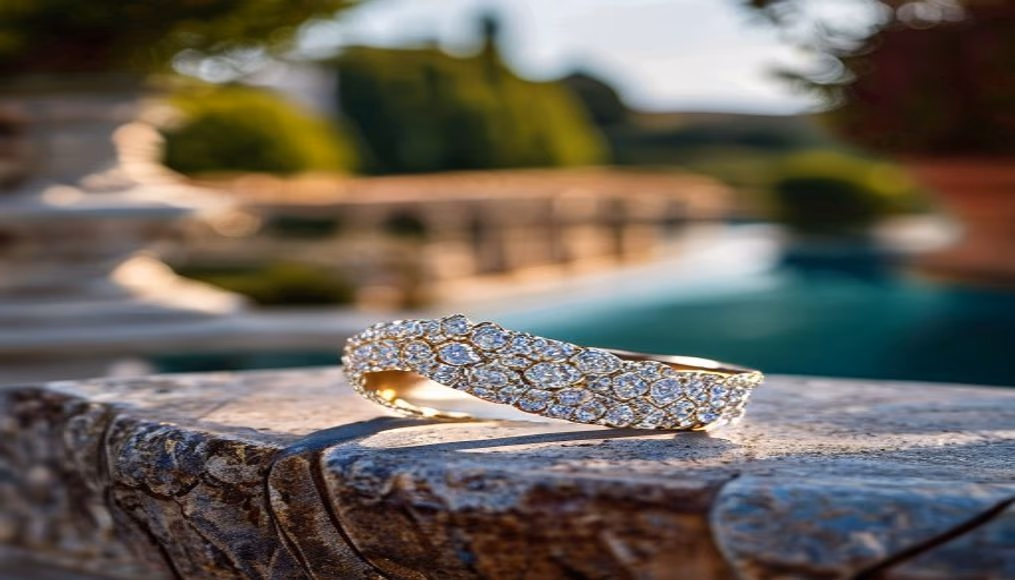 georgian foiled diamond ring in luxury editorial photography