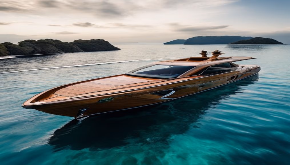 gigayacht 100m teak deck infinity pool in luxury editorial photography