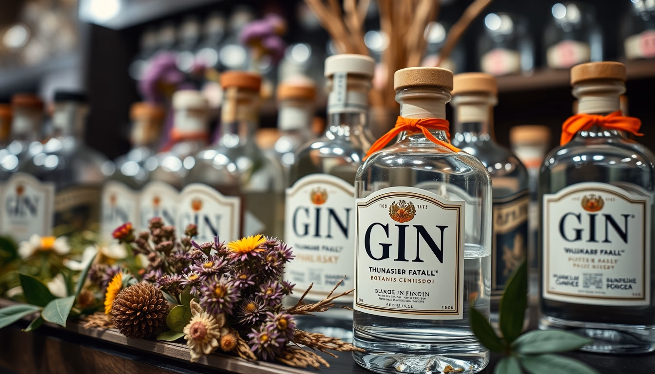 gin botanicals display in editorial style