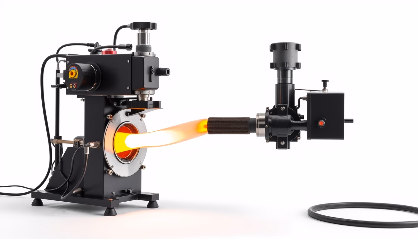 glass blowing furnace in editorial style