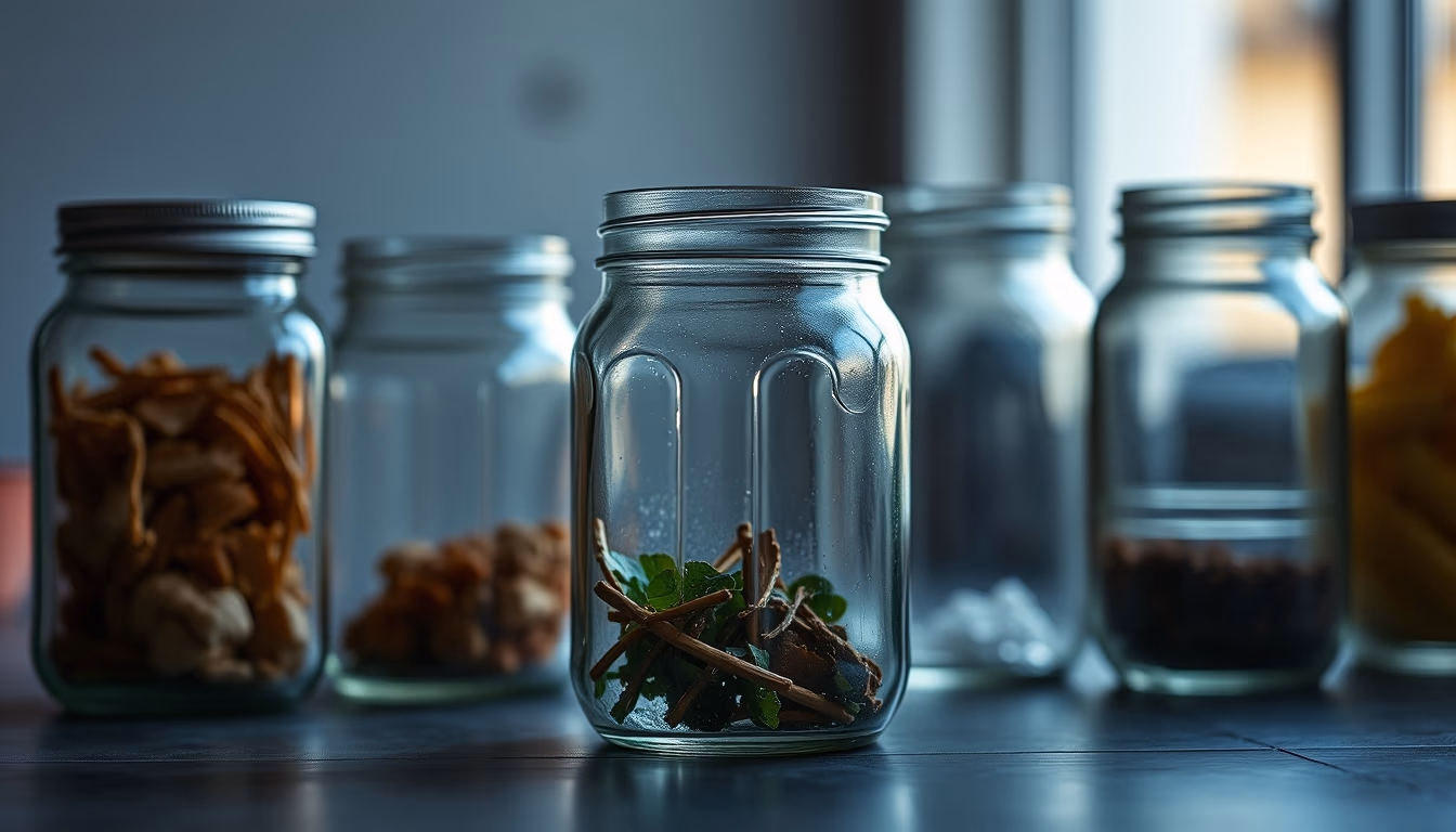 glass jars zero waste in editorial style