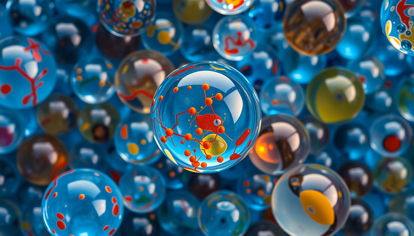 glass marbles colorful in editorial style