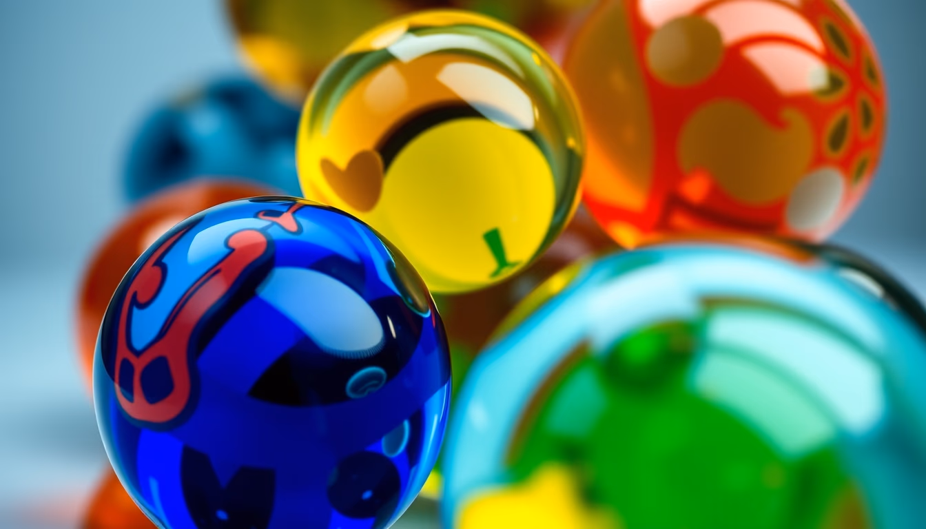 glass marbles colorful in editorial style