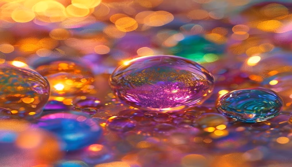 glass marbles colorful in editorial style