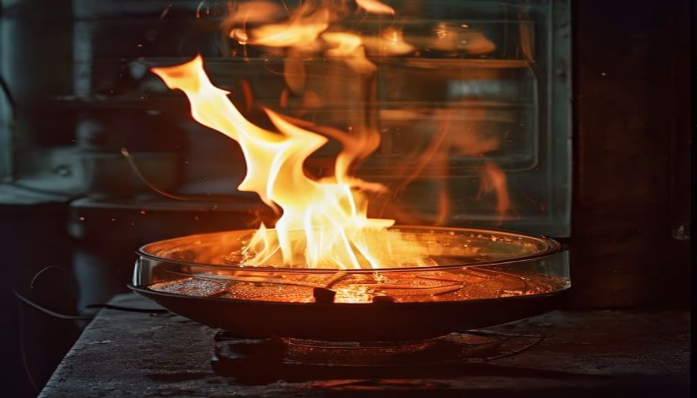 glassblowing furnace flame in editorial style