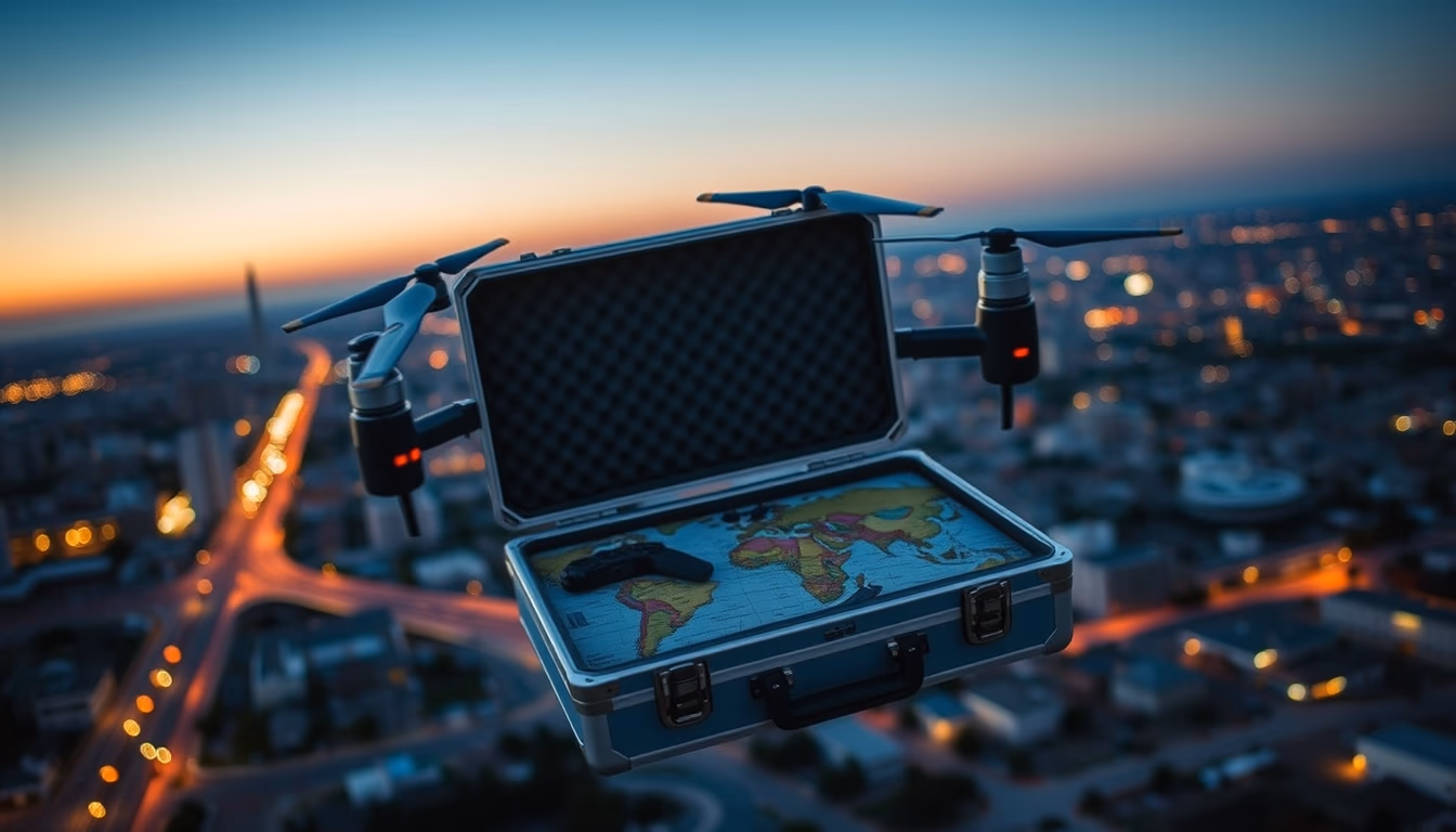 globe trotter case in editorial style