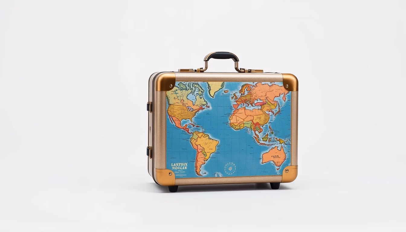 globe trotter case in editorial style