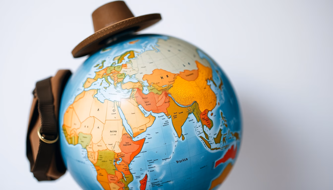 globe trotter case in editorial style