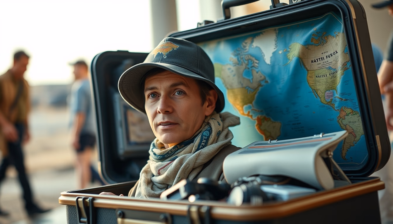 globe trotter case in editorial style