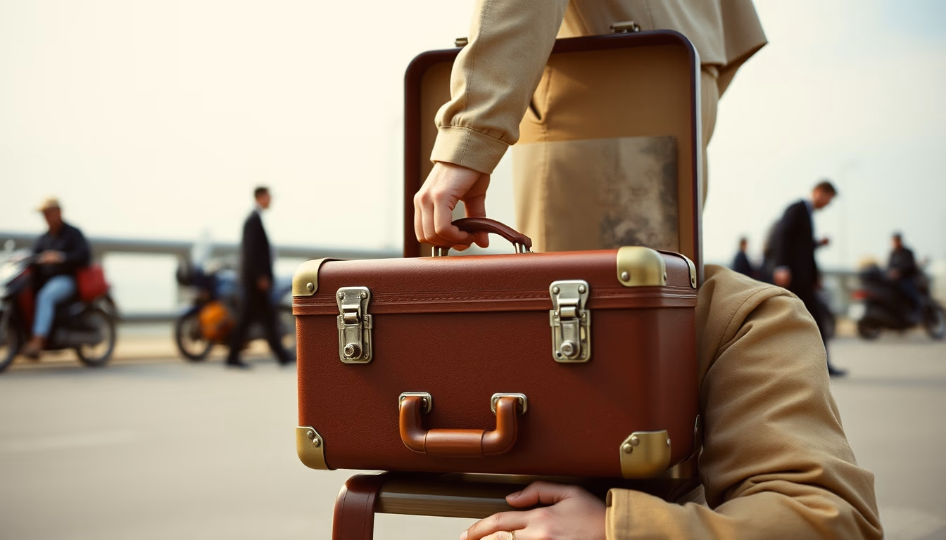 globe trotter case in editorial style