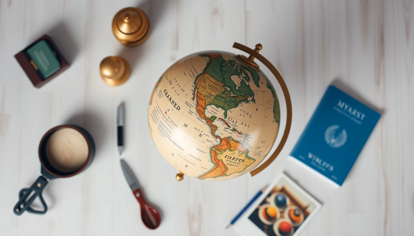 globe vintage spinning in editorial style