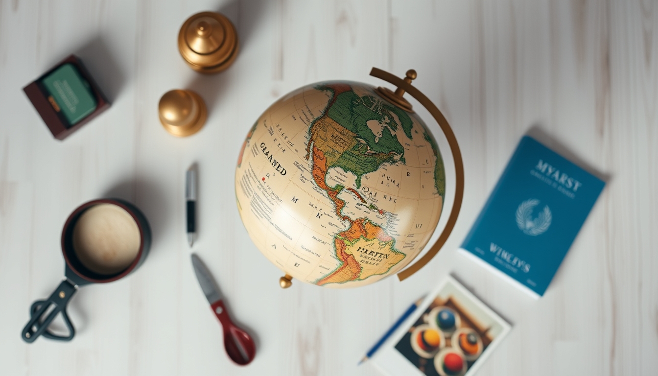 globe vintage spinning in editorial style