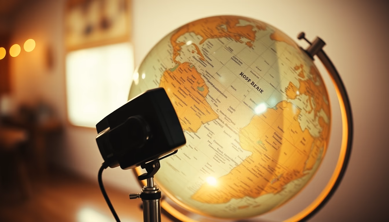 globe vintage spinning in editorial style