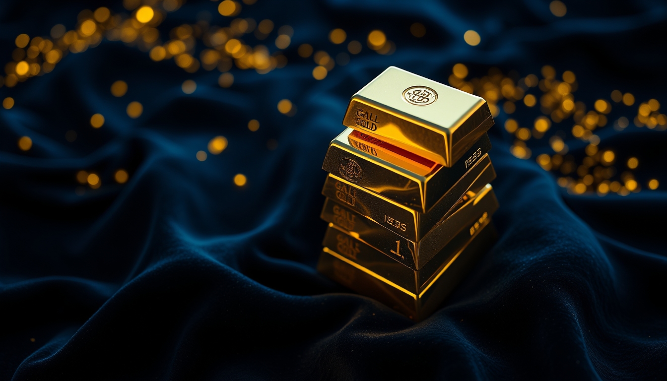 gold bars stack on black velvet in editorial style