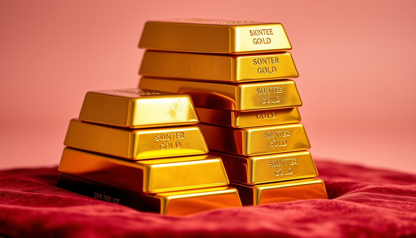 gold bars stack on black velvet in editorial style