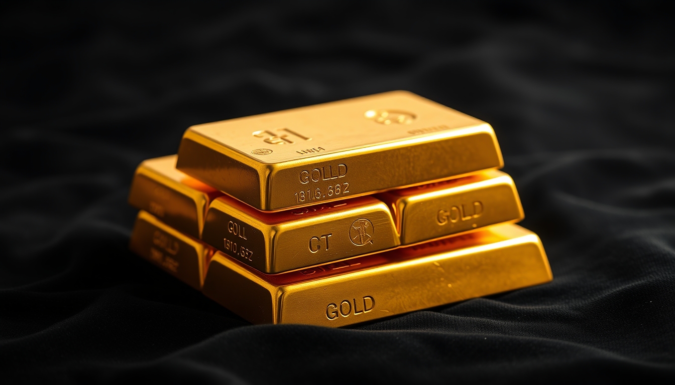 gold bars stack on black velvet in editorial style