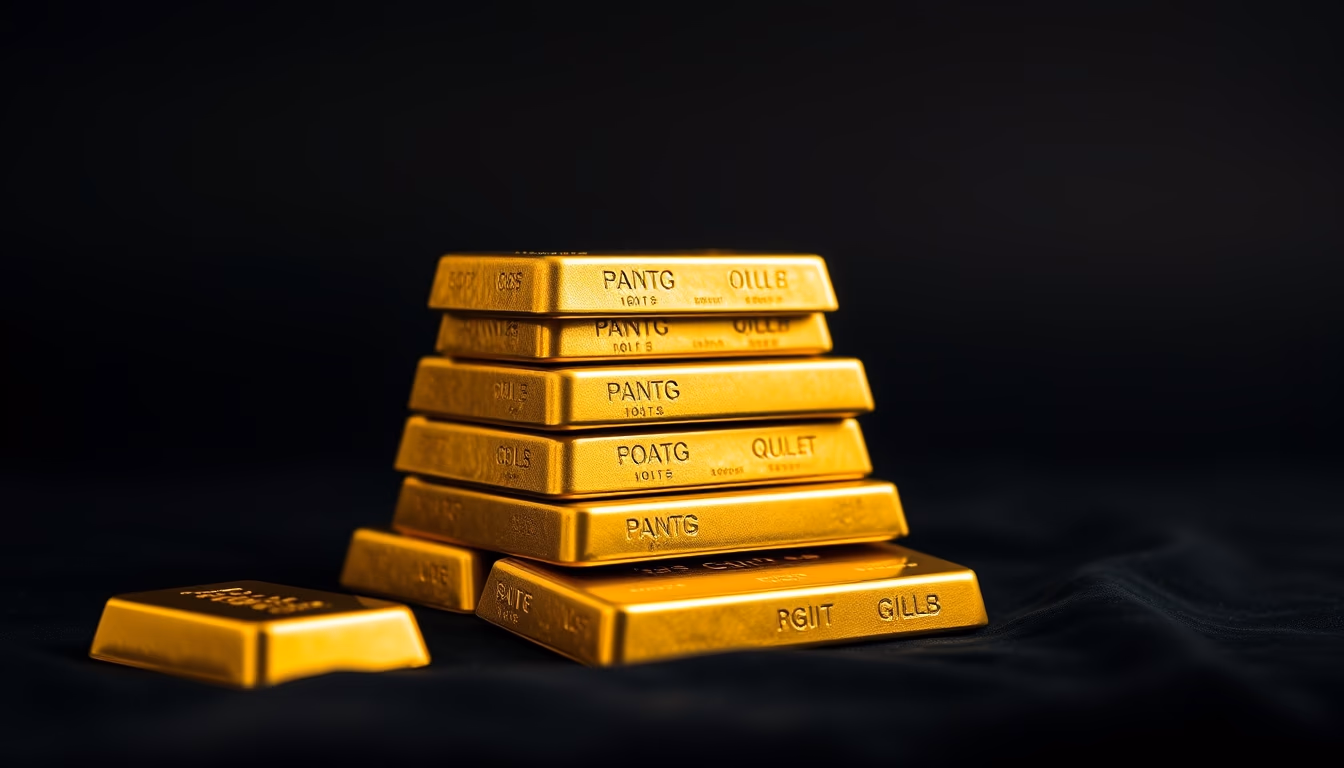 Gold bars stack on black velvet em estilo editorial