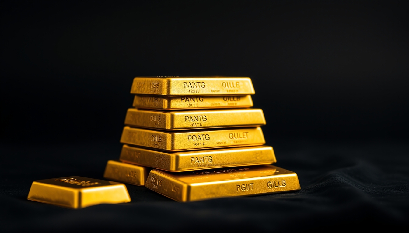 gold bars stack on black velvet in editorial style