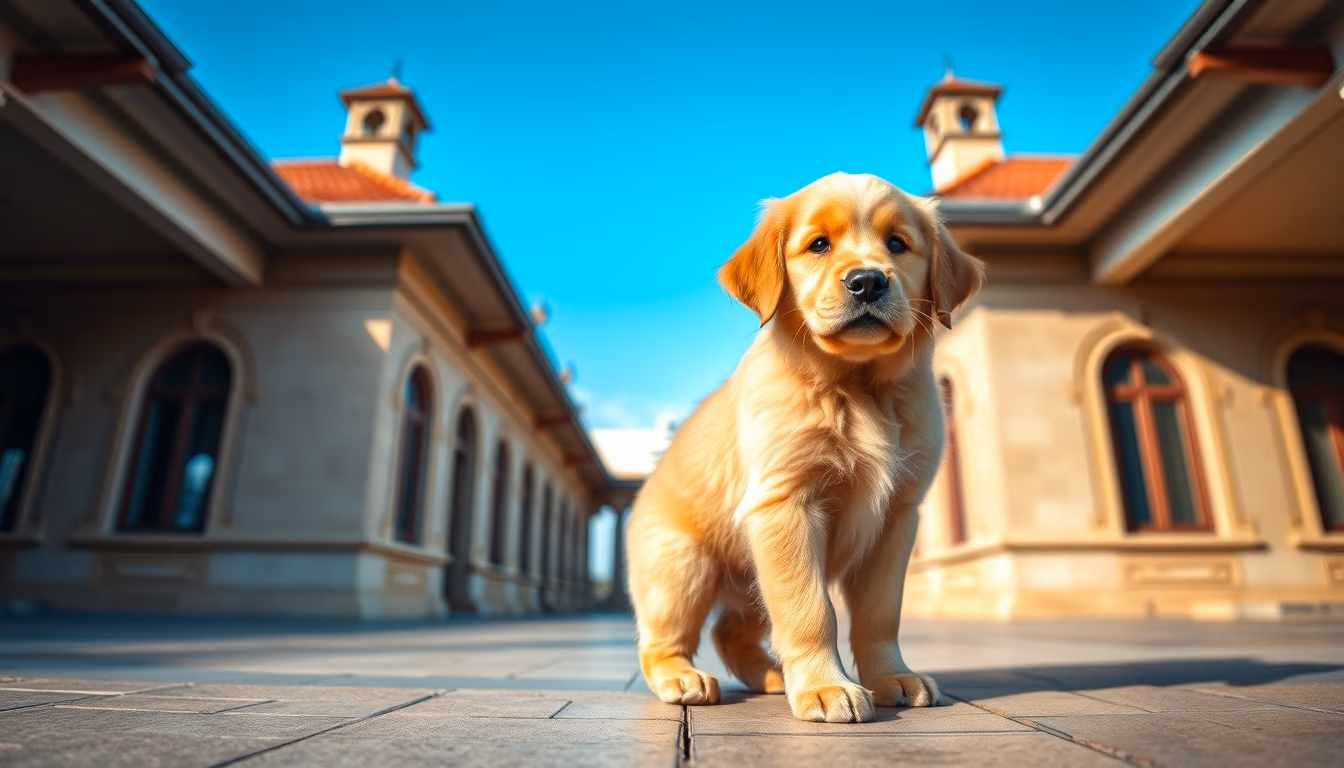 golden retriever puppy in editorial style