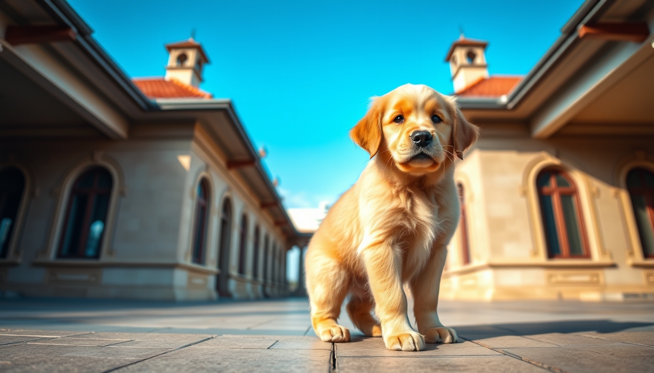 golden retriever puppy in editorial style