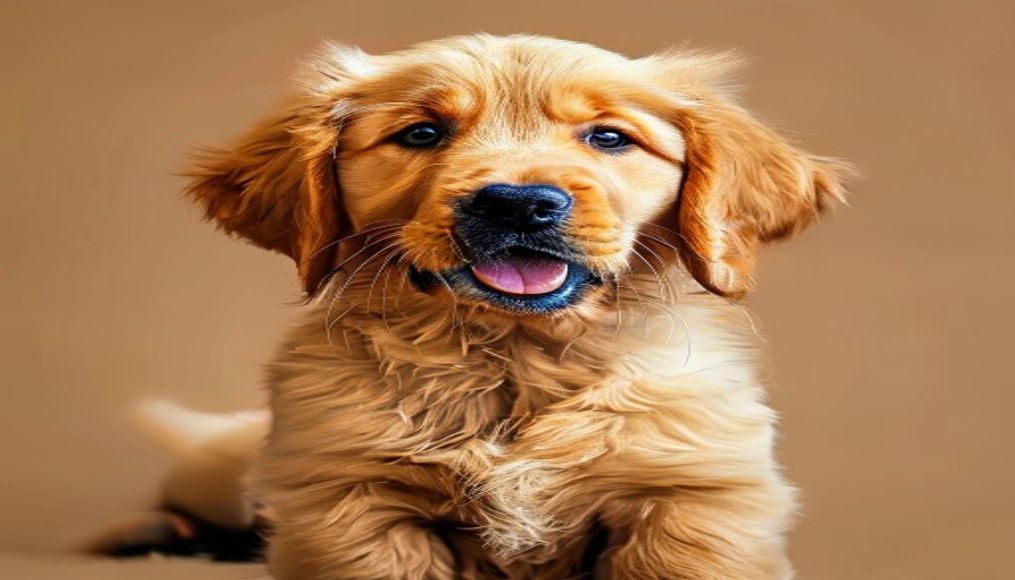 golden retriever puppy in editorial style