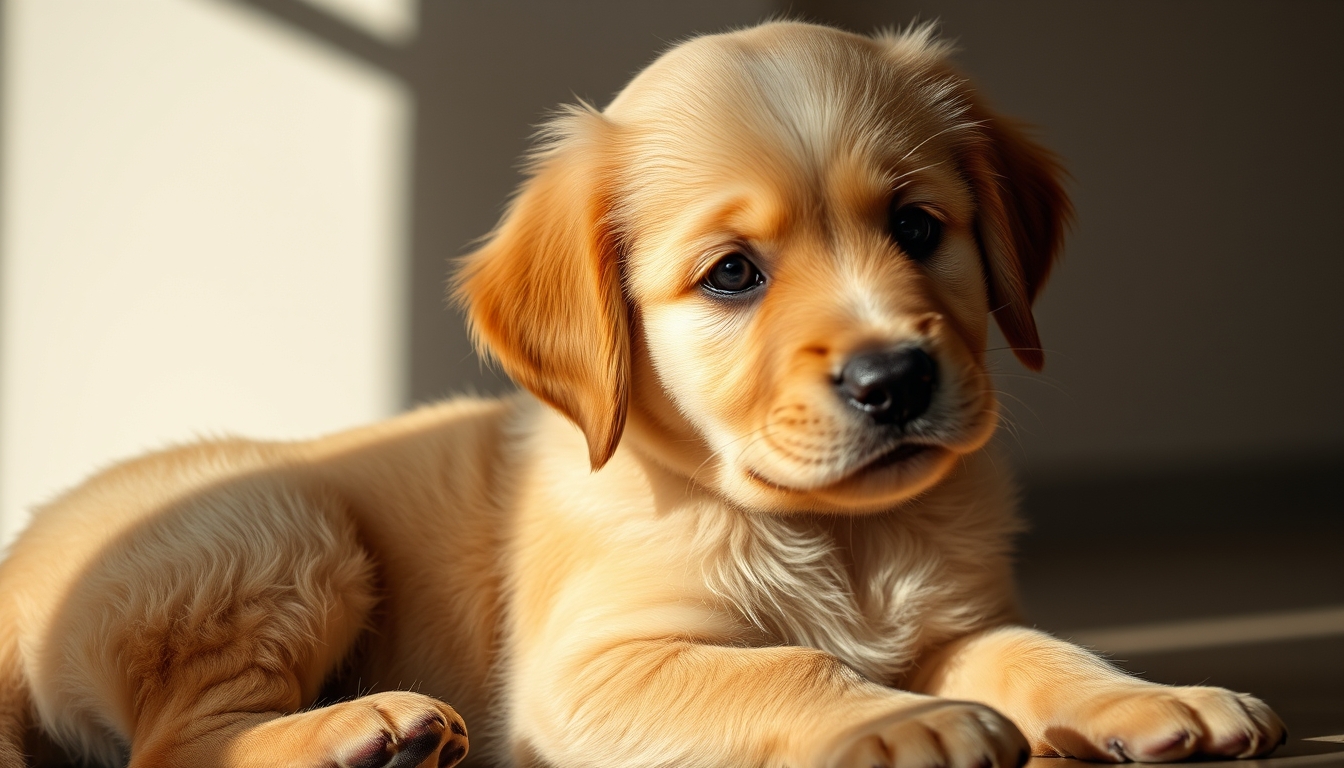golden retriever puppy in editorial style