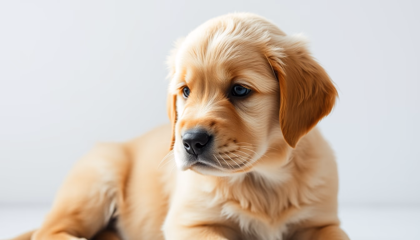 Golden retriever puppy em estilo editorial