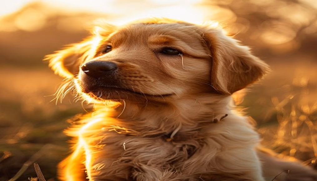 golden retriever puppy in editorial style
