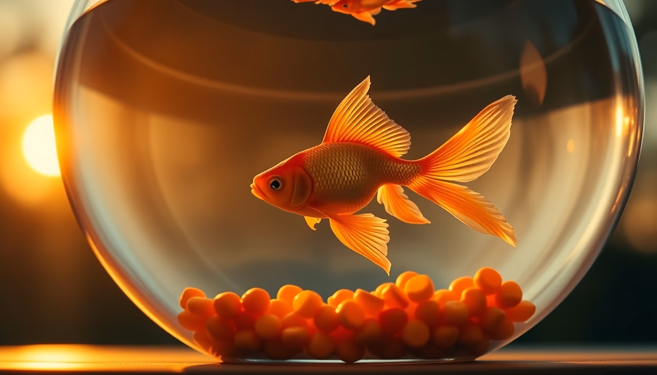 goldfish in clear bowl in editorial style