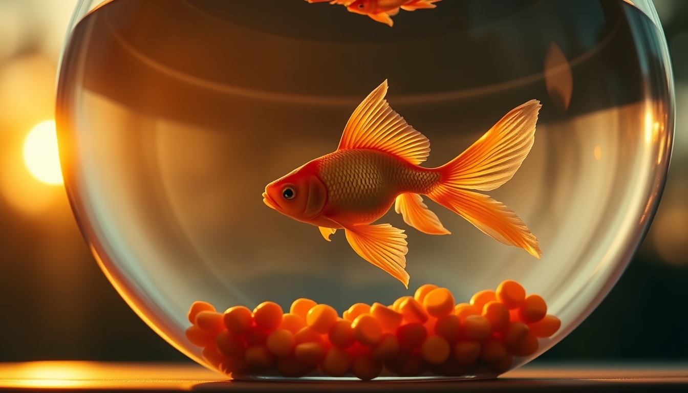 goldfish in clear bowl in editorial style
