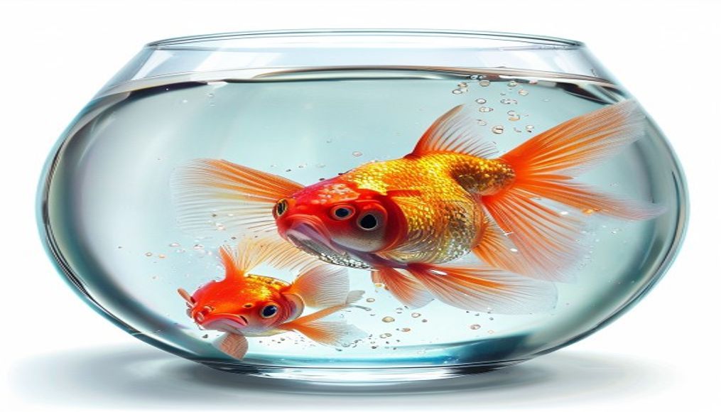 Goldfish in clear bowl em estilo editorial