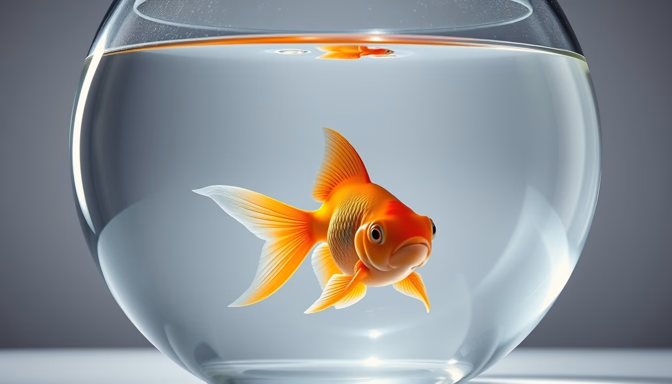 goldfish in clear bowl in editorial style